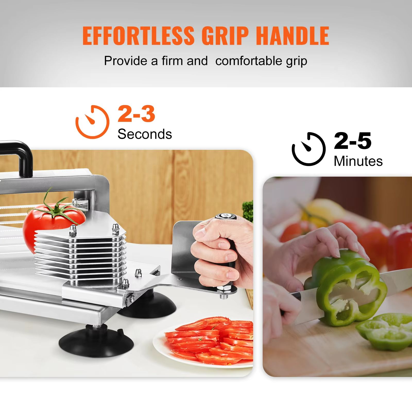 SucceBuy Heavy-Duty Stainless Steel Tomato Slicer 3/16 Inch Manual Cutter