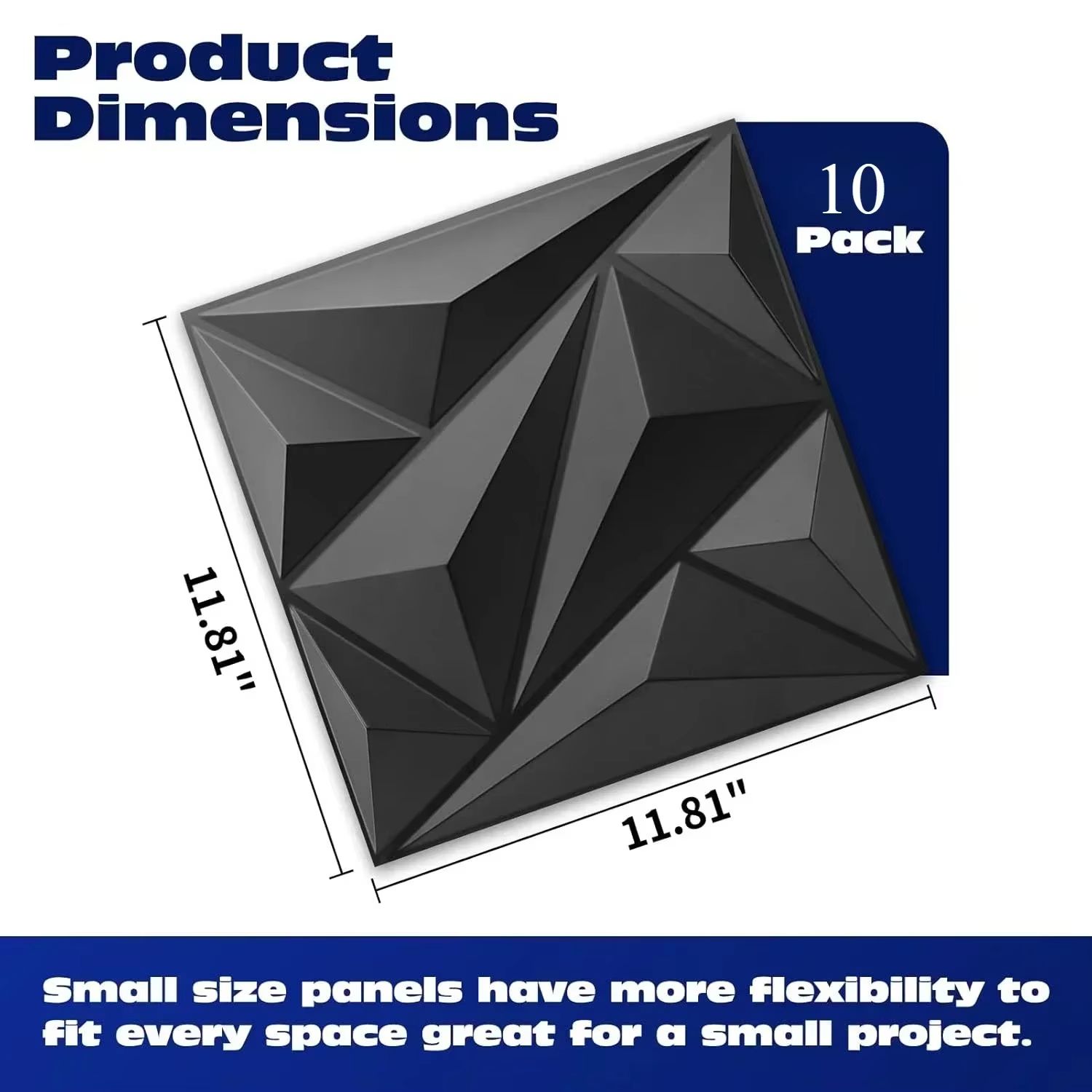 DiamondWave 30x30cm PVC 3D Diamond Textured Wall Panels 10 Pack
