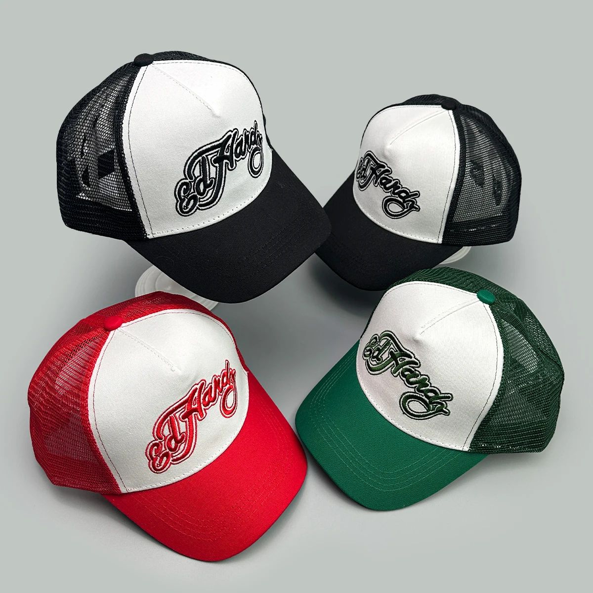 Color Block Letter Embroidery Mesh Trucker Cap