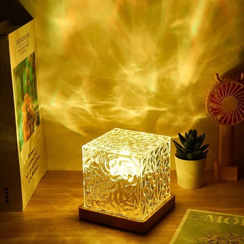 Dynamic Rotating Water Ripple Projector – Flame Crystal Atmosphere Lamp