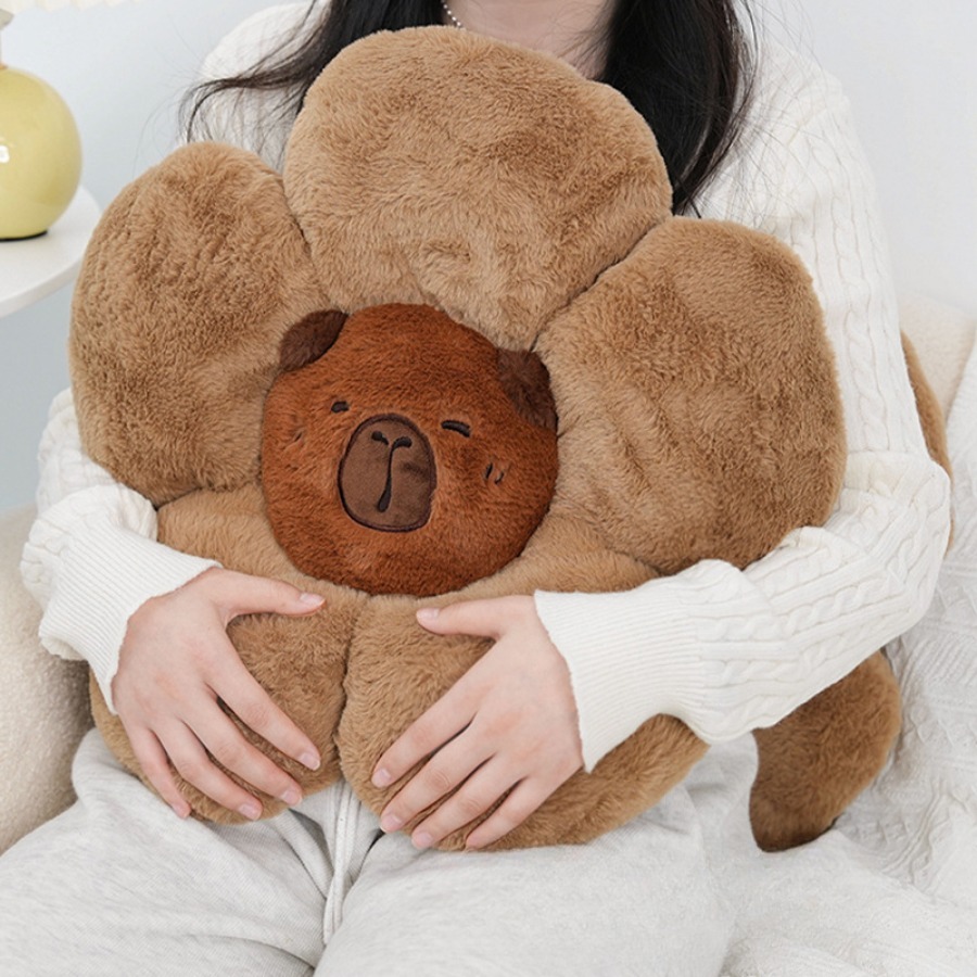 Cute Capybara Flower Cushion Soft Comfort Throw Pillow for Office, Car, and Home Decor