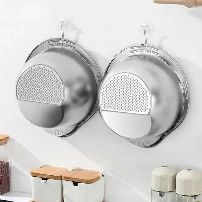 Stainless Steel Rice Washer Strainer Bowl 304 Kitchen Colander