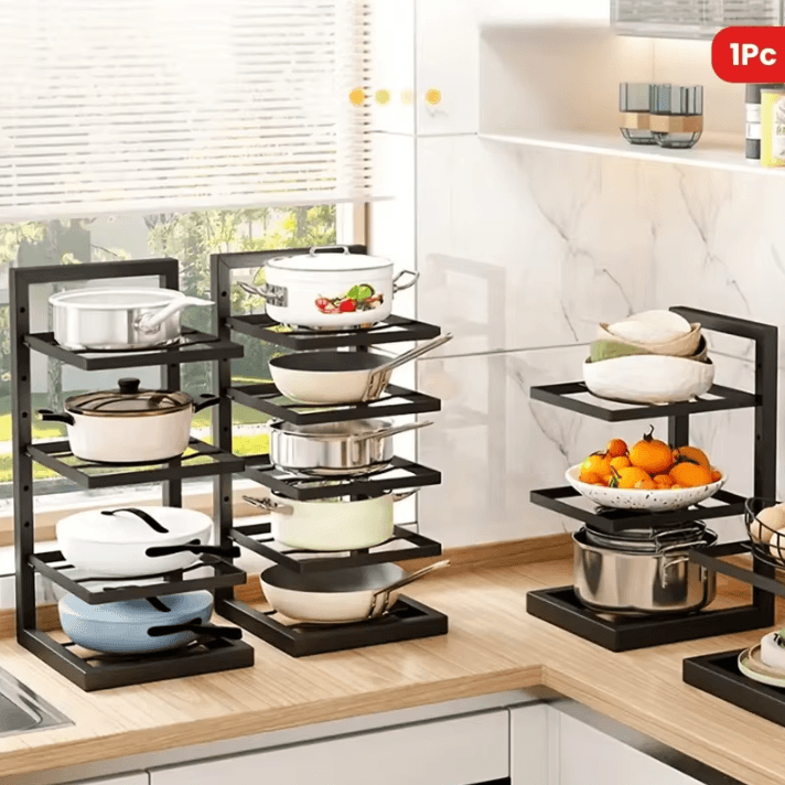 Adjustable 3/4-Tier Under Sink Storage Rack – Stainless Steel Cabinet Organizer