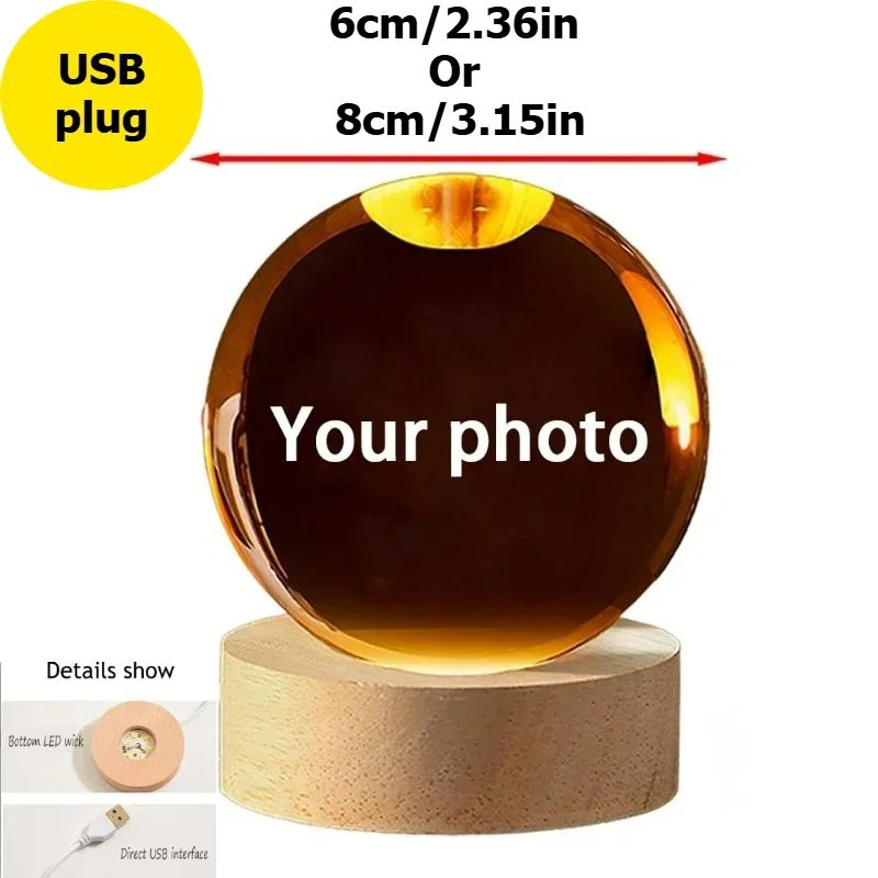 Personalized Baby Crystal Ball with Engraved Ultrasound Photo Keepsake