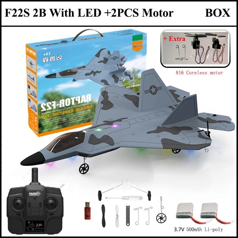 2024 F22S RC Airplane 24G 4 Channel Foam Warplane with LED and Gyroscope