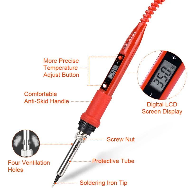 Digital LCD Soldering Iron Repair Kit Adjustable Temperature 80W