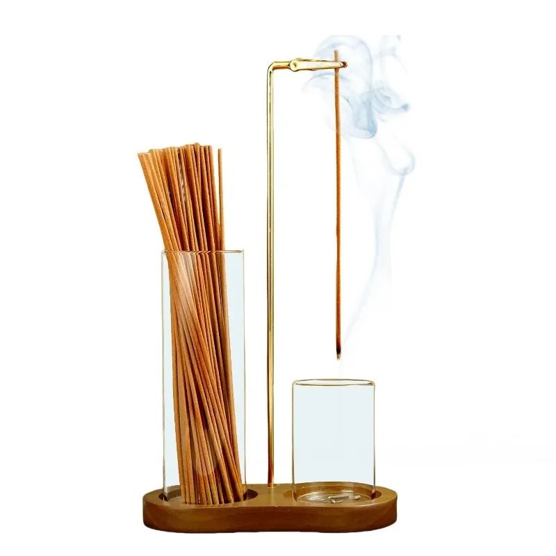 2 in 1 Incense Holder with Glass Ash Catcher Stick Organizer Burner