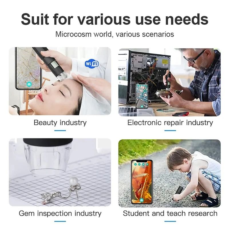 Wireless Digital Skin and Scalp Analyzer with WiFi Connection and High Precision Facial Magnifier Microscope