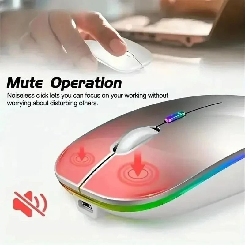Rechargeable Silent Wireless Mouse with LED Backlit and Dual Mode