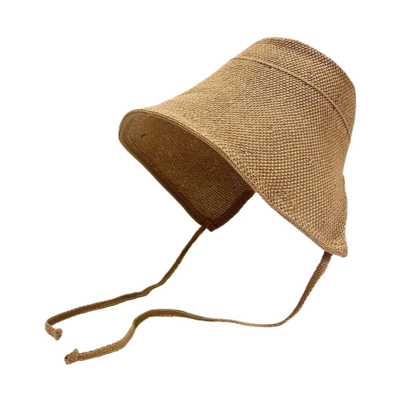 Elegant Linen Straw Regency Bonnet Wide Brim Sun Hat with Ribbon Tie