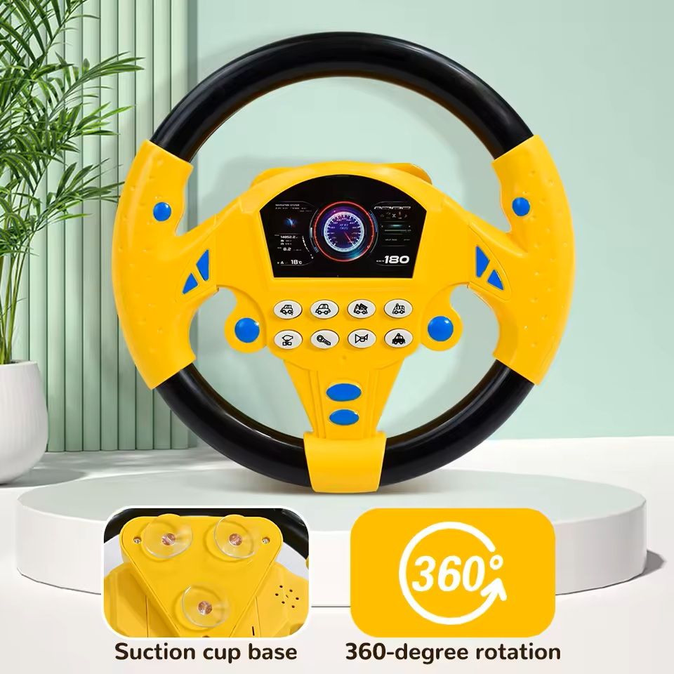 Electric Baby Steering Wheel Toy Light & Sound Driving Simulator for Early Learning Play