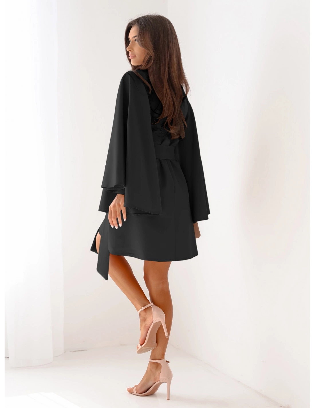 Womens Mini Dress, Empire Waist Dress, Elegant Flare Cuff Sleeve, Fall Dress, Long Sleeve Crew Neck, Regular Fit, Pure