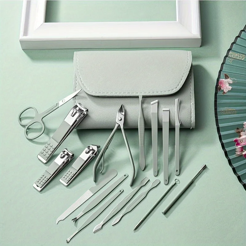 Manicure Set with Nail Clippers and Cuticle Nipper Travel Case