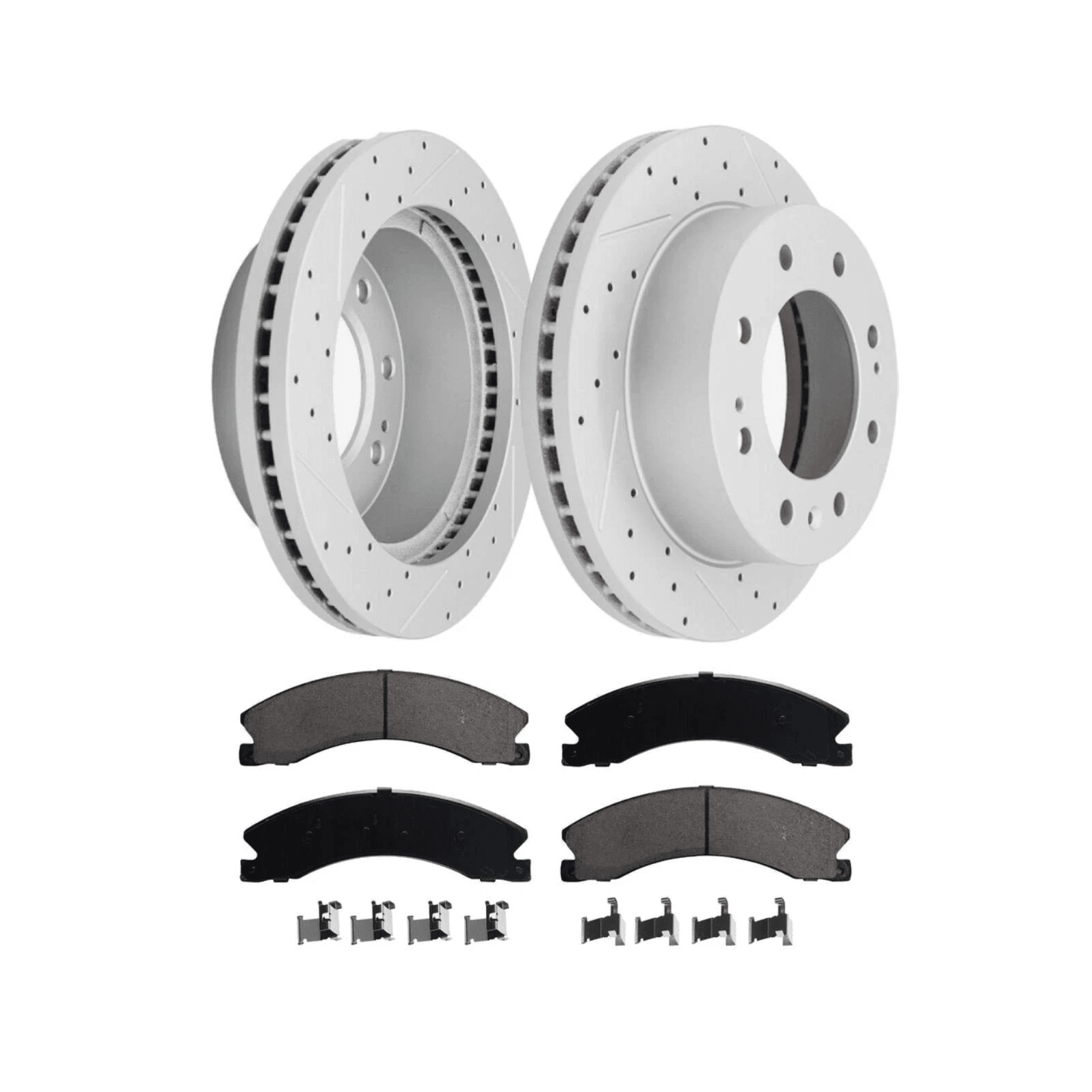 Front Drilled Rotors & Ceramic Brake Pads Kit for Chevrolet Silverado GMC Sierra High Performance Brake Upgrade