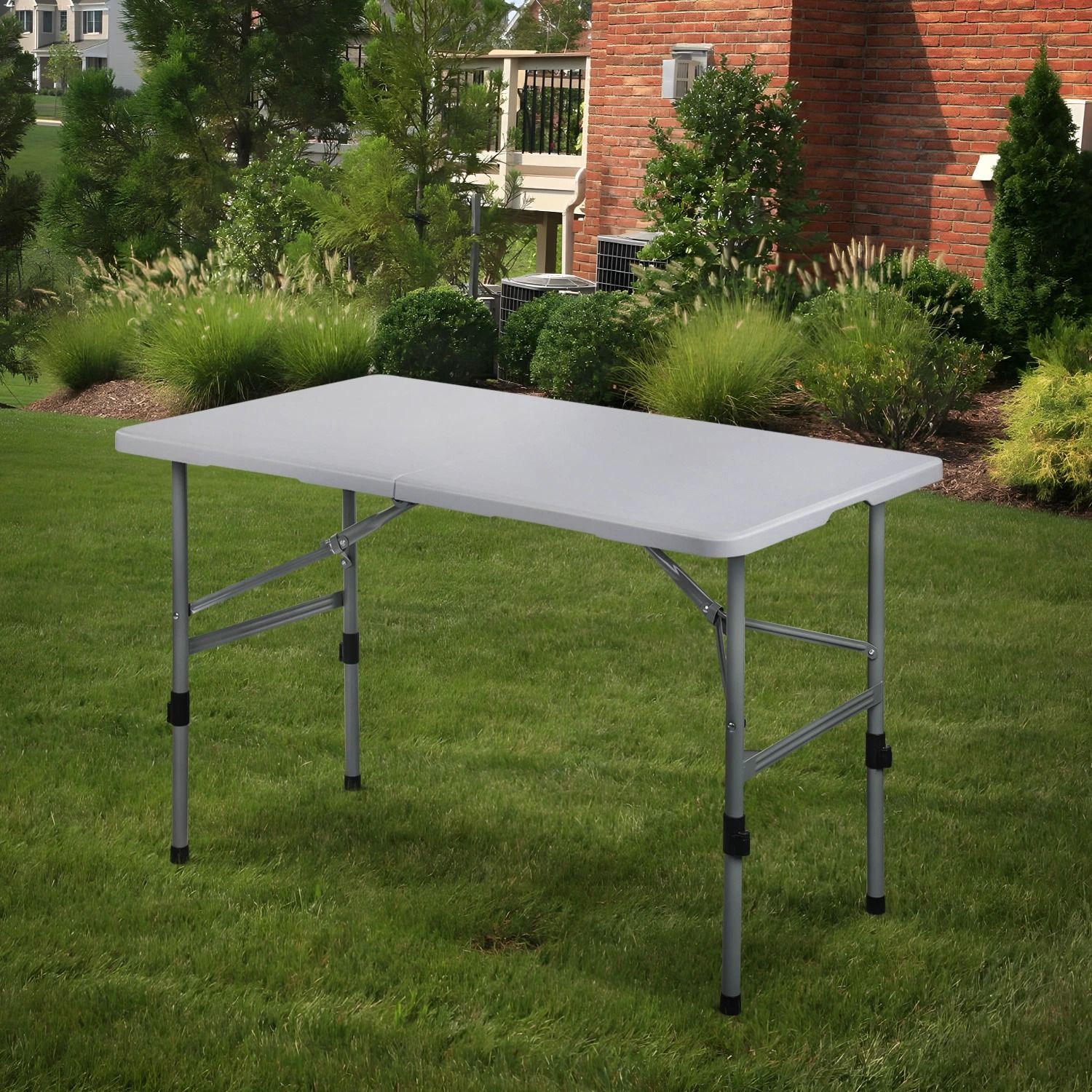 Folding Plastic Table – Adjustable Height, Portable, Ideal for Camping & Picnics