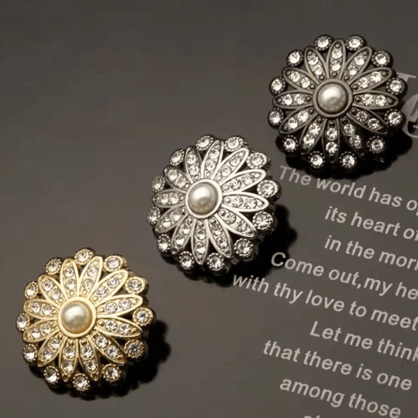 Vintage Pearl Diamond Metal Buttons Set – Elegant DIY Sewing & Clothing Accessories (10pcs)