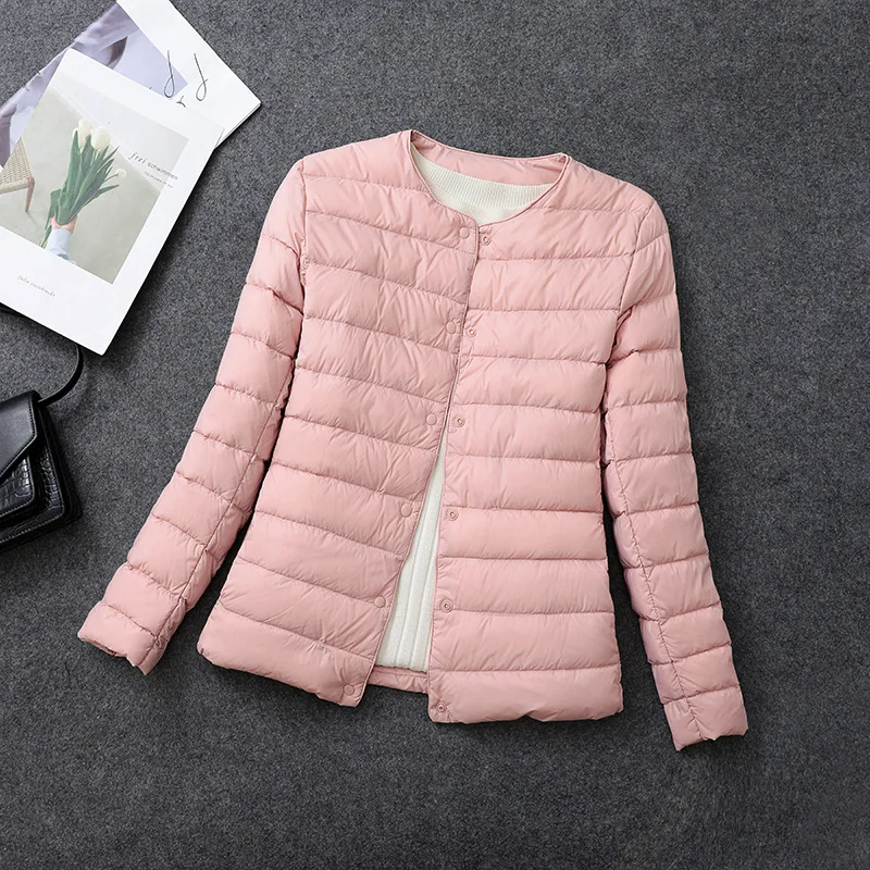 Women's Lightweight Down Jacket, Matt Fabric Windbreaker Parka, Warm Duck Down Coat