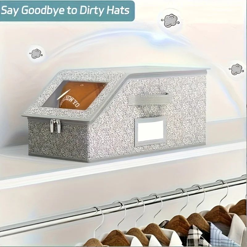 Dustproof Zipper Fabric Hat Storage Box Closet Organizer