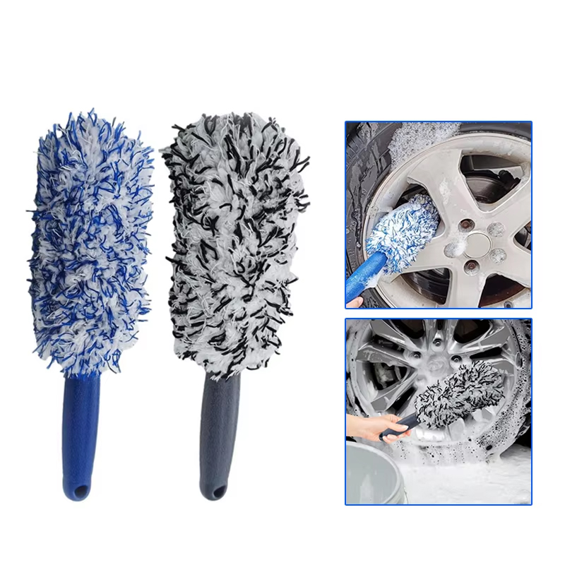 Portable Plush Car Wheel Tire Rim Cleaning Brush, Hub Dust Removal Tool