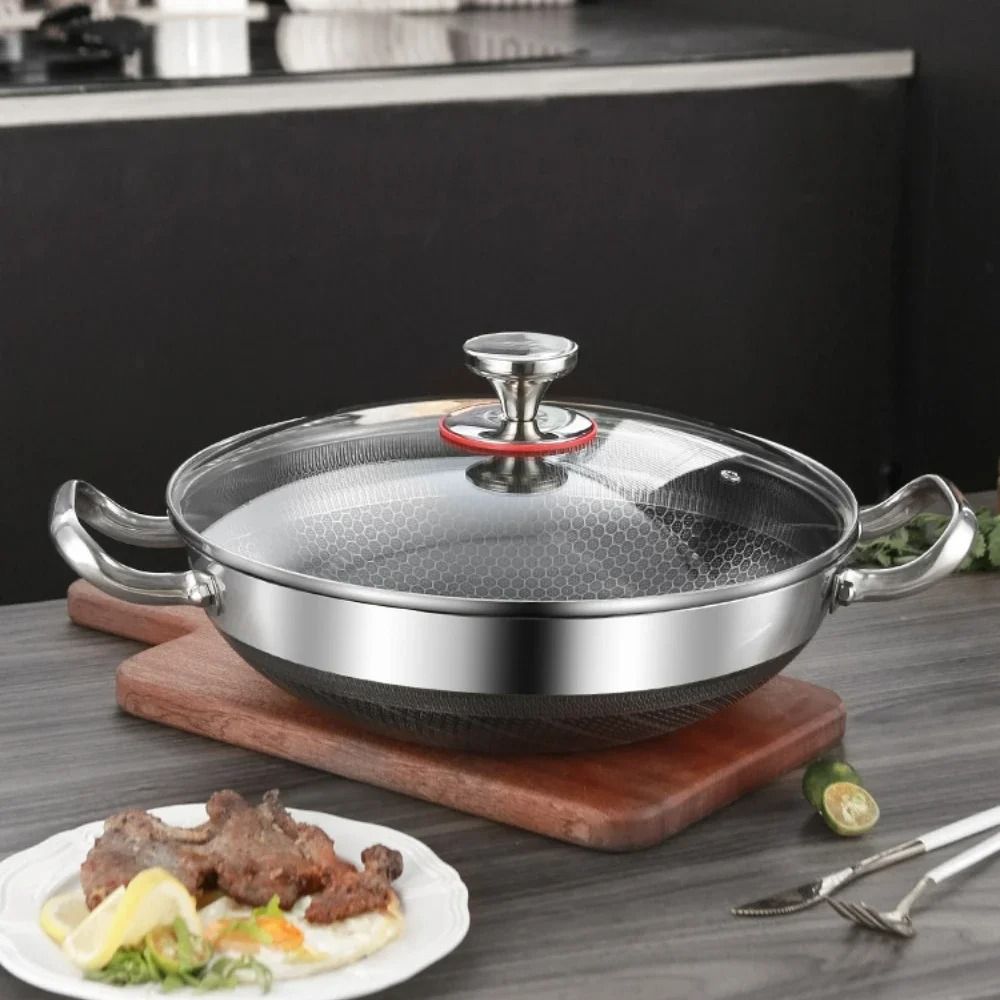 304 Stainless Steel Honeycomb Non Stick Soup Pot with Lid