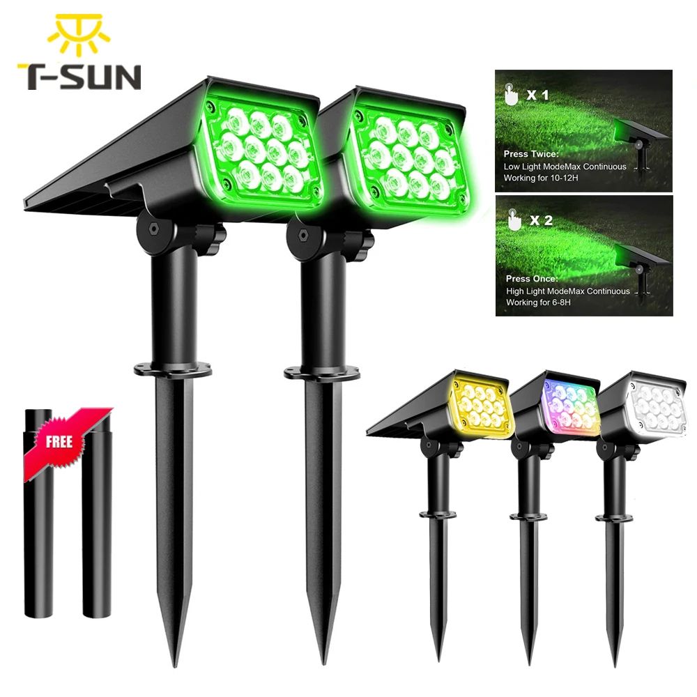 Solar Garden Spotlight Adjustable Light Temperature Super Bright Outdoor Solar Lamp