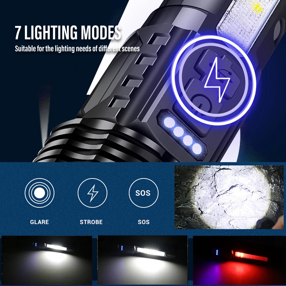 Flashlight Waterproof, Rechargeable Torch with  Modes for Camping, Fishing, and Outdoor Adventures