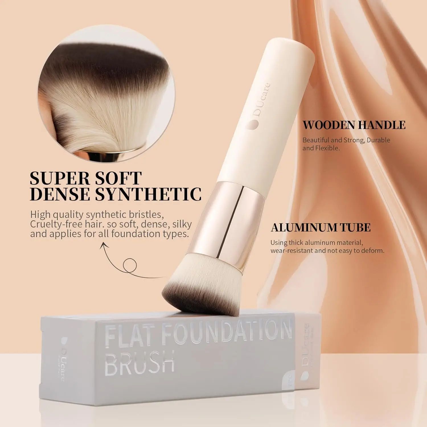 DUcare Flat Top Kabuki Foundation Brush for Liquid, Cream & Powder