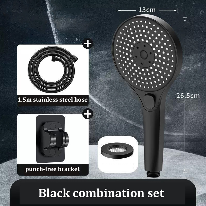 High-pressure Three-speed Shower Head with Large Panel Super Powerful Universal Bathroom Shower Head Combination Set