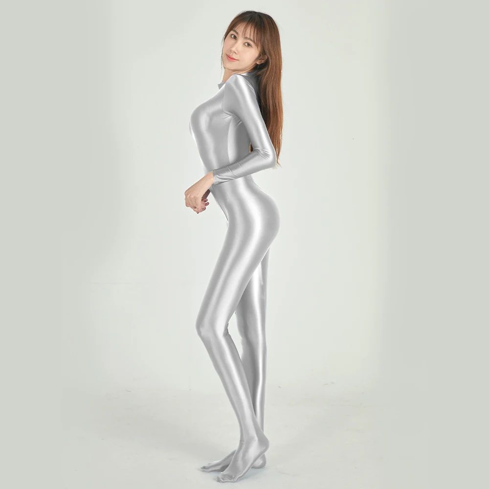 Satin Full Body Yoga Jumpsuit Long Sleeve