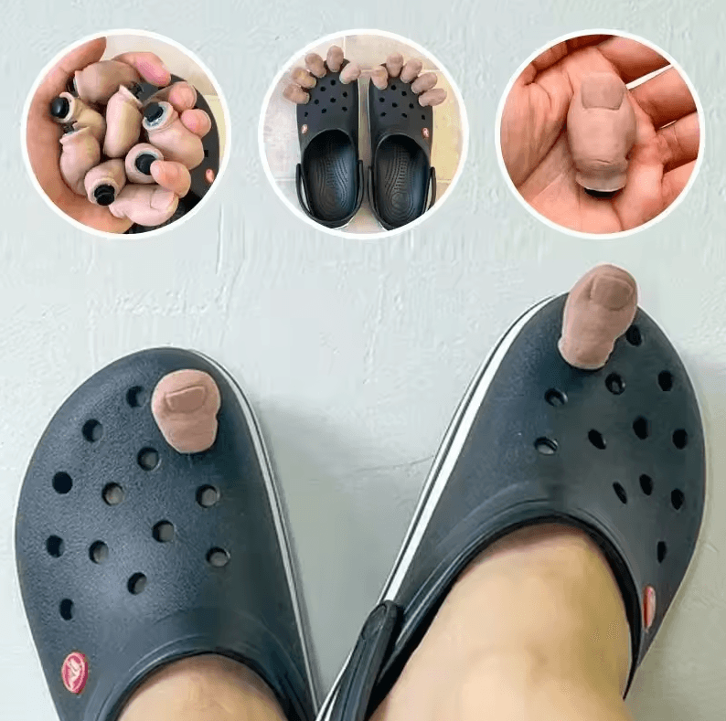 Creative 3D Funny Thumb Shoe Buckles | Novelty Rubber Shoe Decorations for Sandals & Shoes (5/10 Pcs)