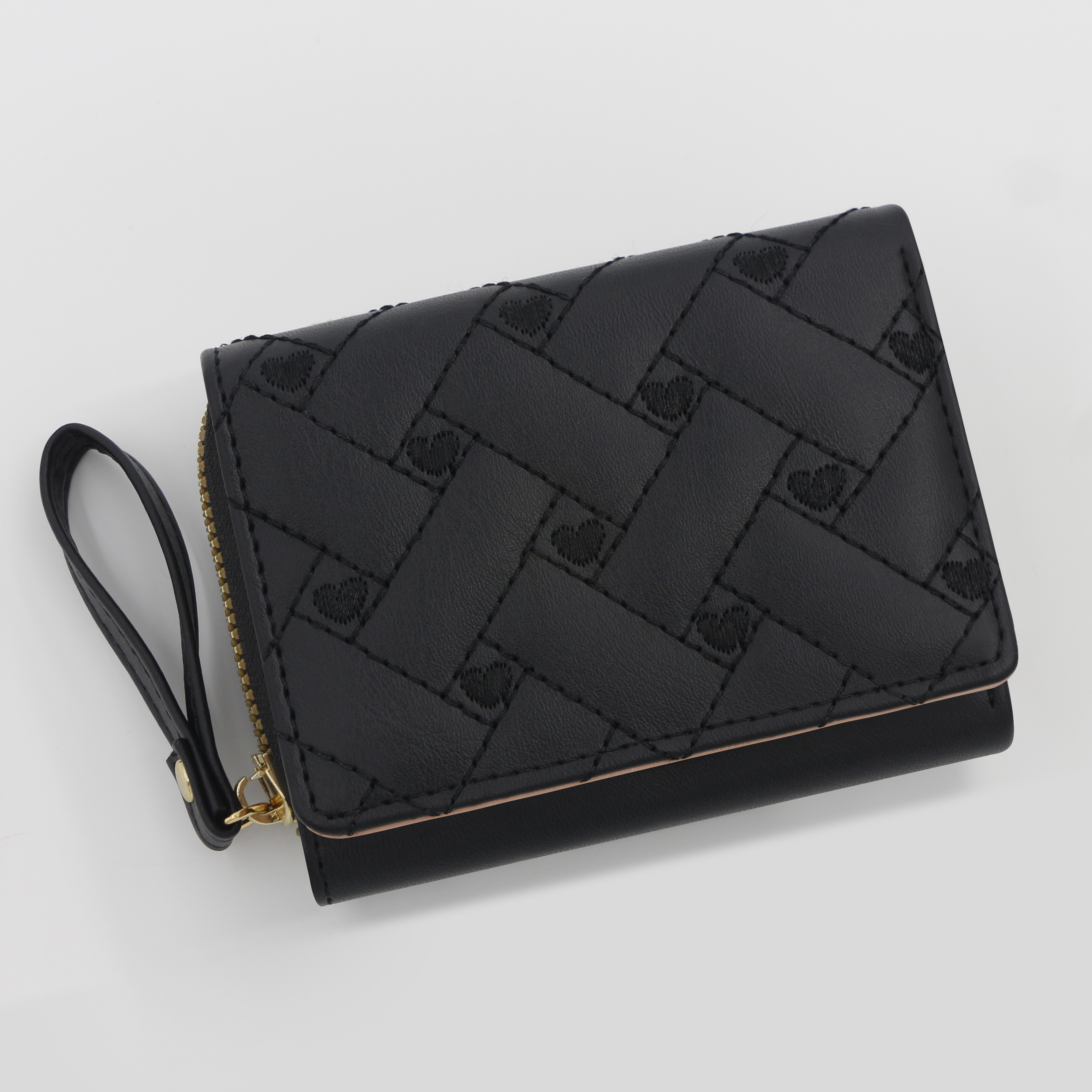 Elegant Embroidered Mini Wallet for Women Compact Zipper Card Holder with Coin Pocket