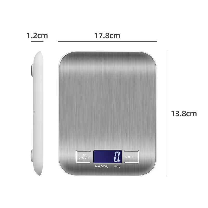 High Precision Multifunction Digital Kitchen Food Scale with LCD Display, Stainless Steel Waterproof Measuring Scale