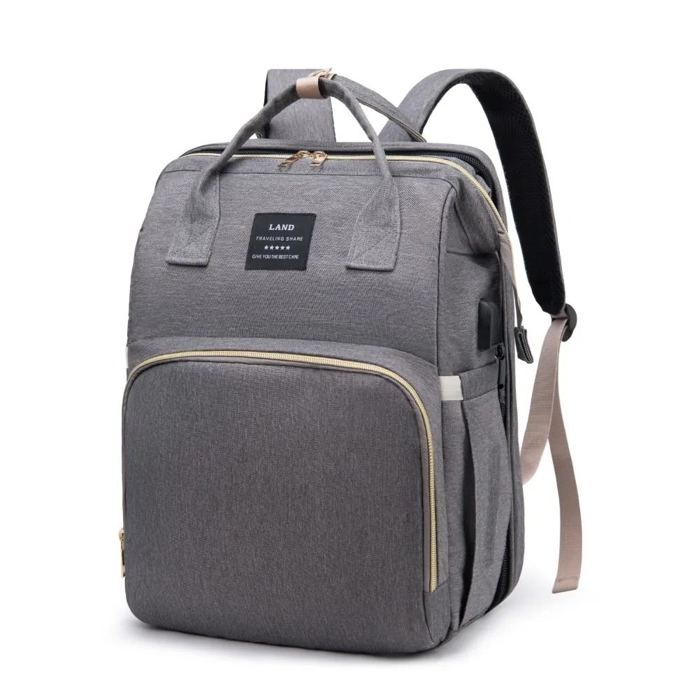 Lightweight Diaper Bag Backpack with Folding Crib Travel Bed