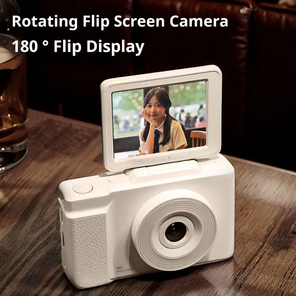 48MP Compact Vlogging Camera with LED Fill Light, 180° Flip Screen, Portable Digital Camera for YouTube, Travel & Selfie