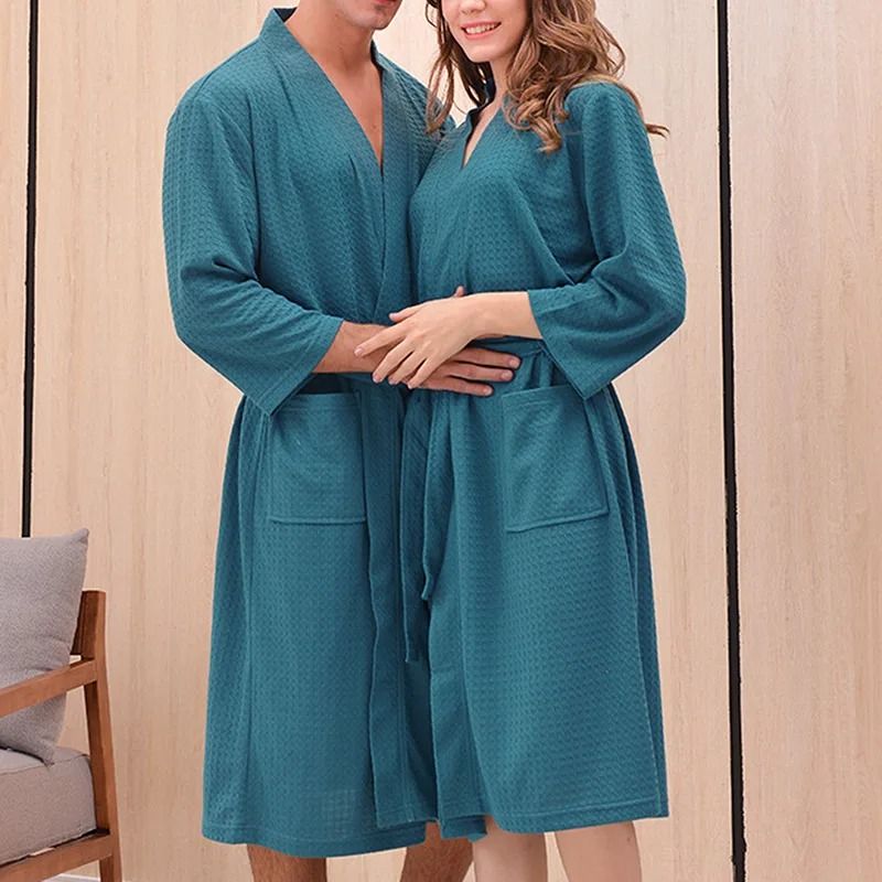 Luxury Waffle Weave Spa Robe – Quick-Dry Lightweight Bathrobe