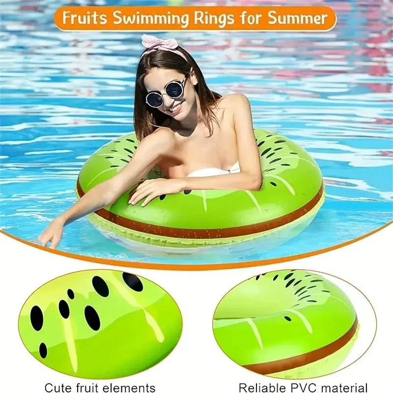 Inflatable Swimming Ring, Fruit Design Inner Ring with Anti-Leakage Valve, Thick PVC Material