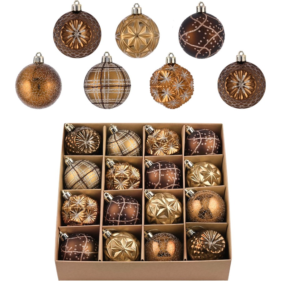 Shatterproof Luxury Ornaments, Bronze Copper Gold Hanging Balls, Christmas Tree, Thanksgiving Fall Decorations
