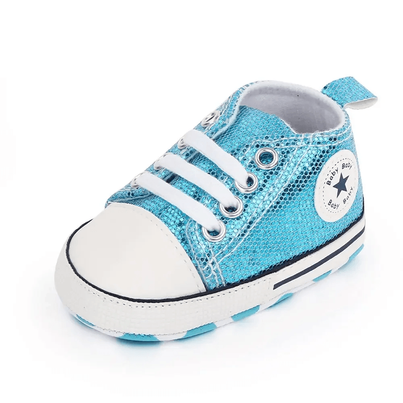 Baby Sequined Canvas Sneakers Soft Sole Non Slip Toddler Walking Shoes