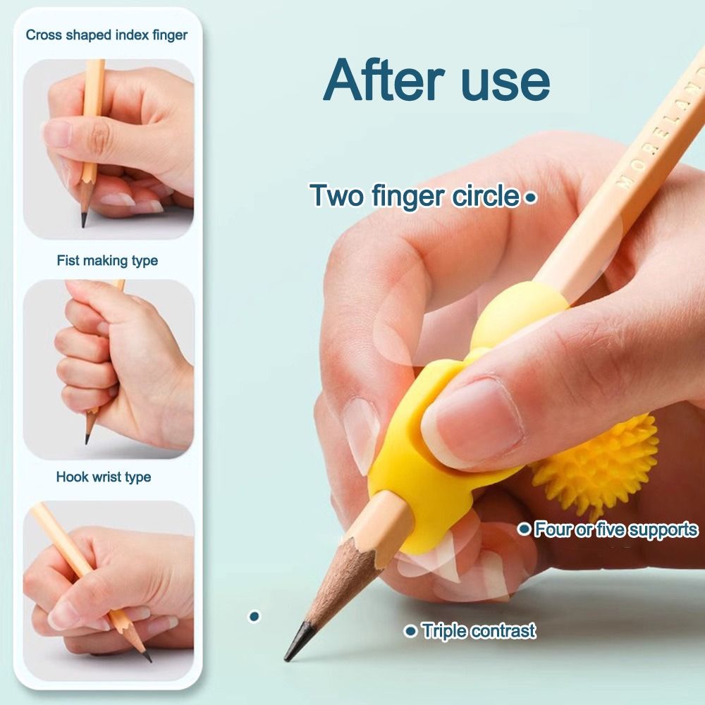 4pcs Cartoon Silicone Grip Holder, Writing Posture Corrector, Learning Practice Pen Holder, Writing Grip Stationery