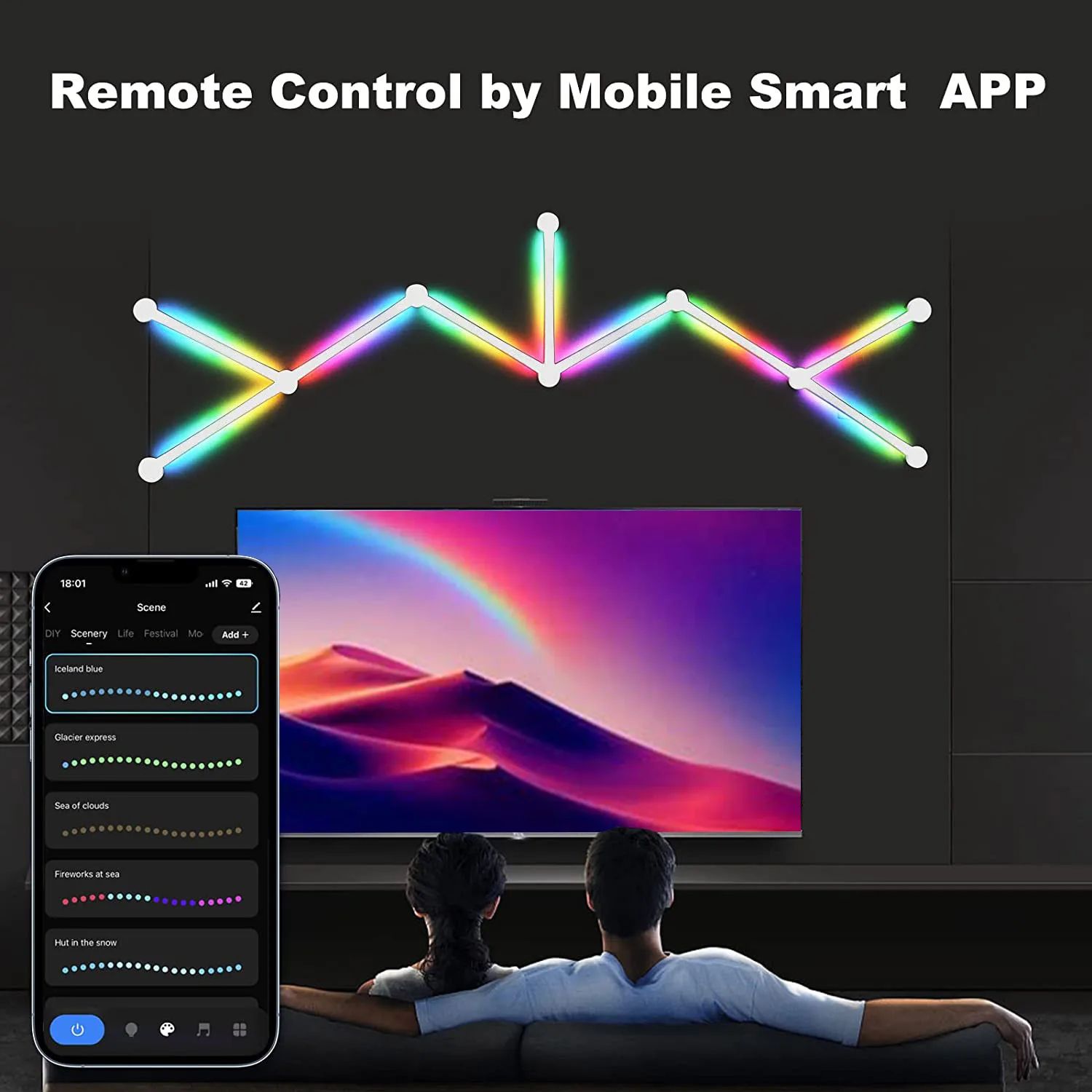RGB Smart Wall Light Panels with Bluetooth Sound Control