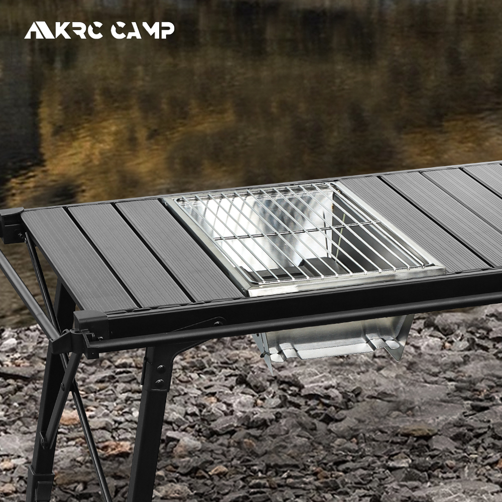 Portable Stainless Steel Folding Barbecue Grill for Camping & Outdoor Cooking