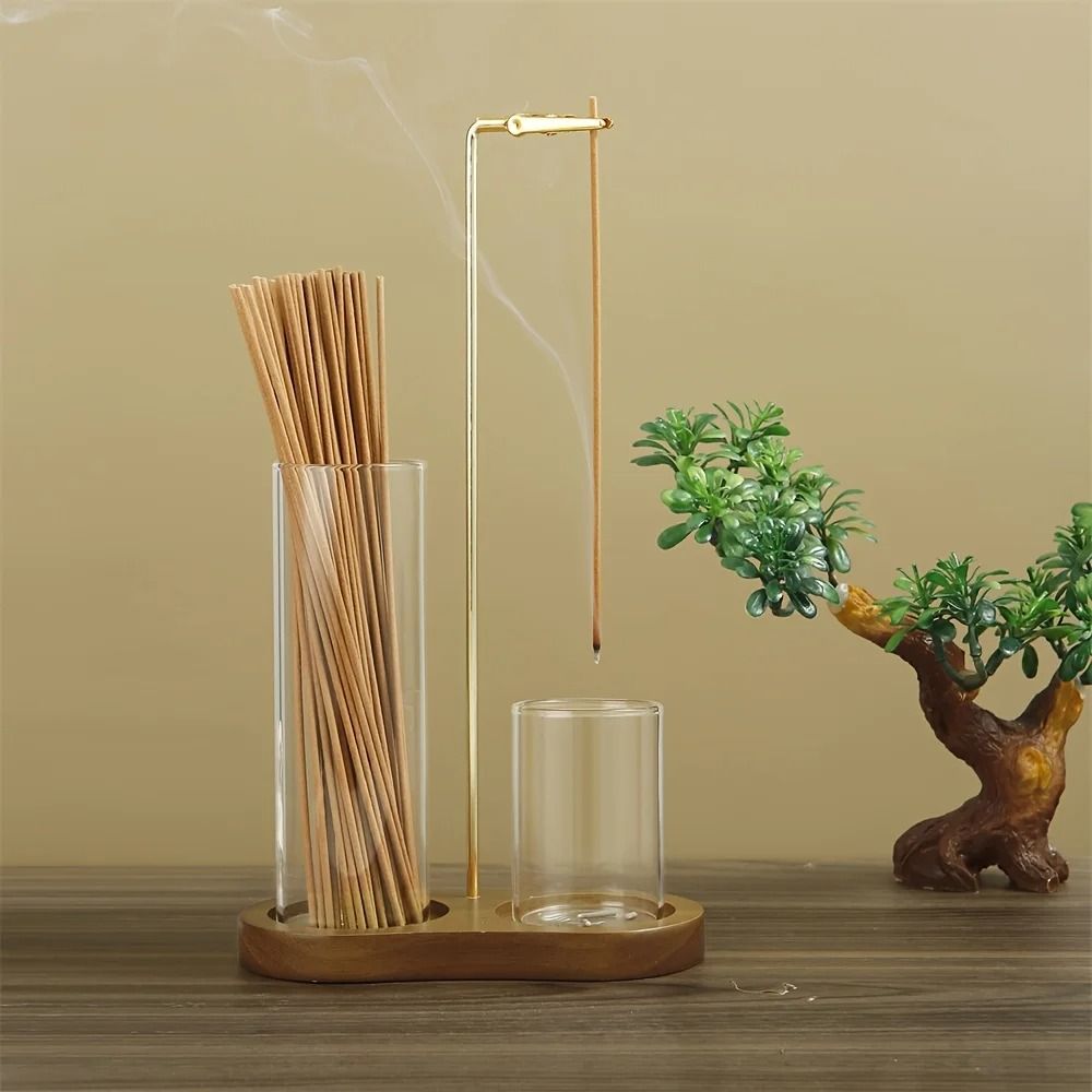 Elegant 2-in-1 Glass Incense & Candle Sanctuary – Anti-Fly Ash Modern Burner with Storage