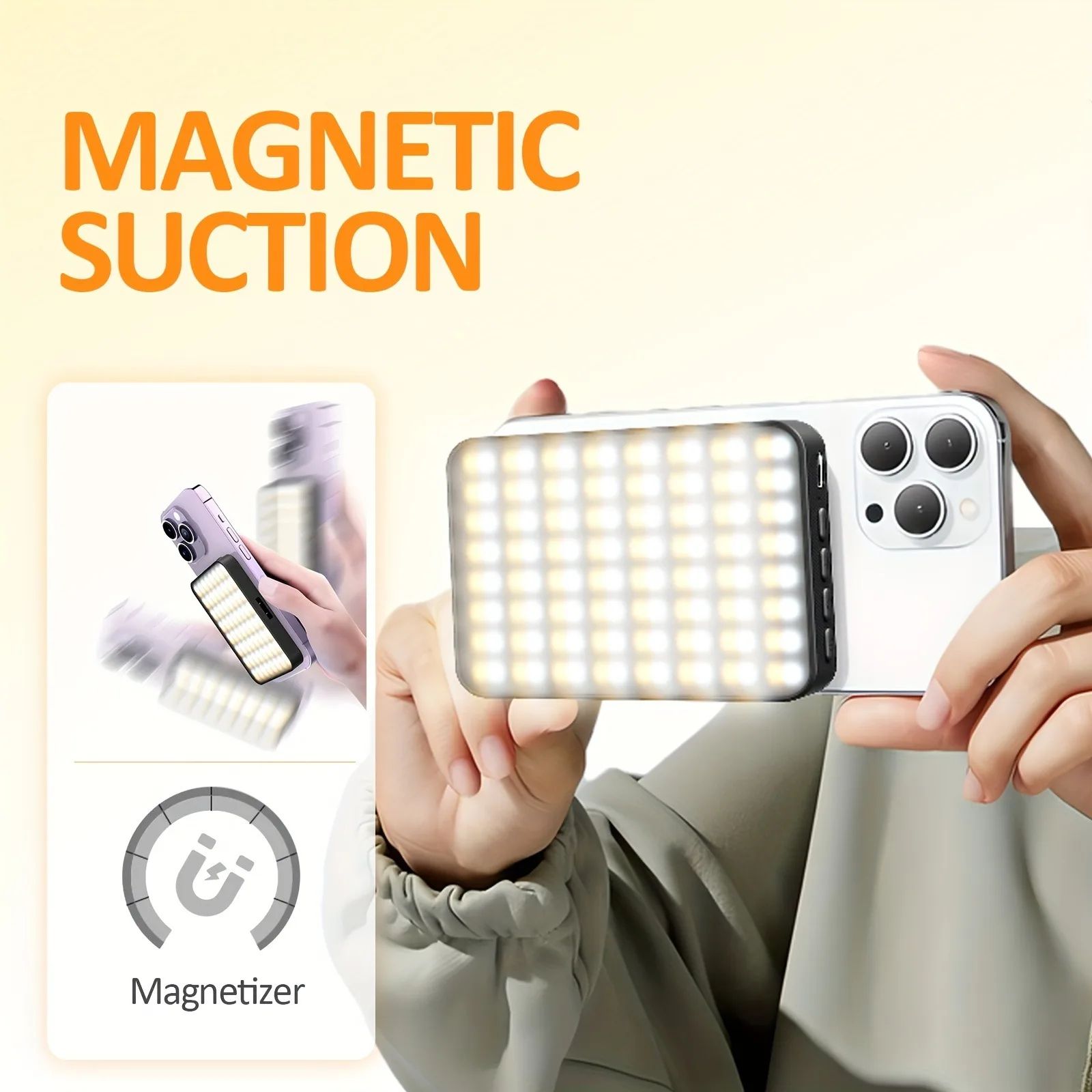 Magnetic LED Fill Light with Clip – 3000mAh Rechargeable Selfie & Video Conference Light