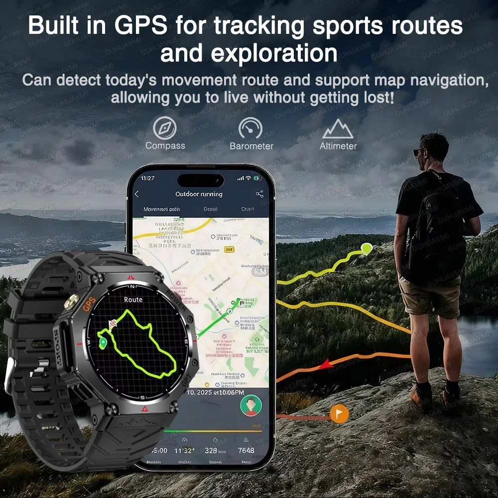T-Rex 3 Ultra Military GPS Smartwatch with AMOLED Display, 10ATM Waterproof and Compass
