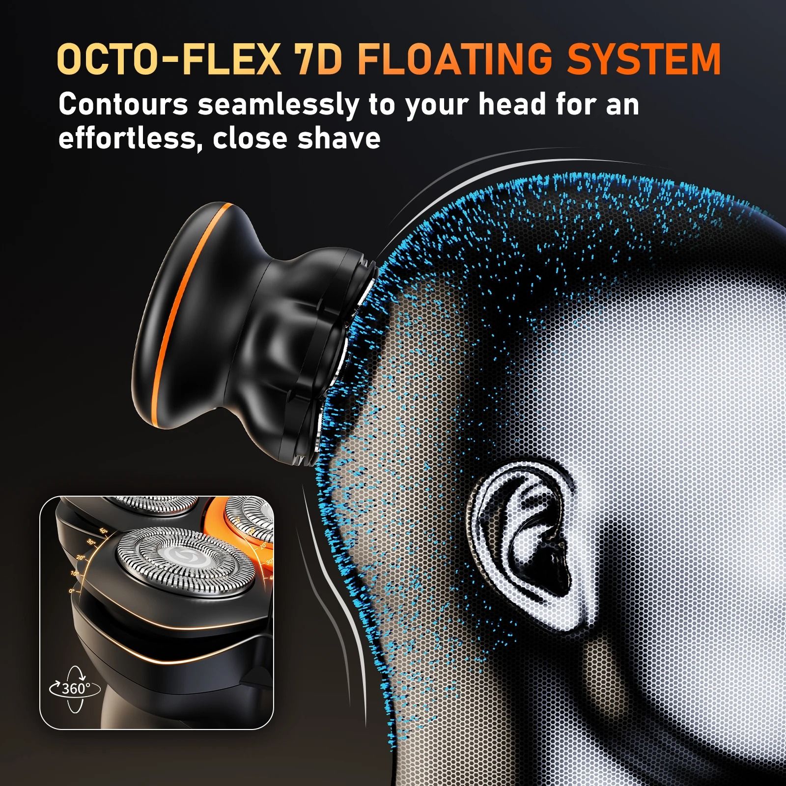 MAXGROOM 7D Head Shaver for Bald Men with Wet and Dry Electric Shaving and Beard Trimming