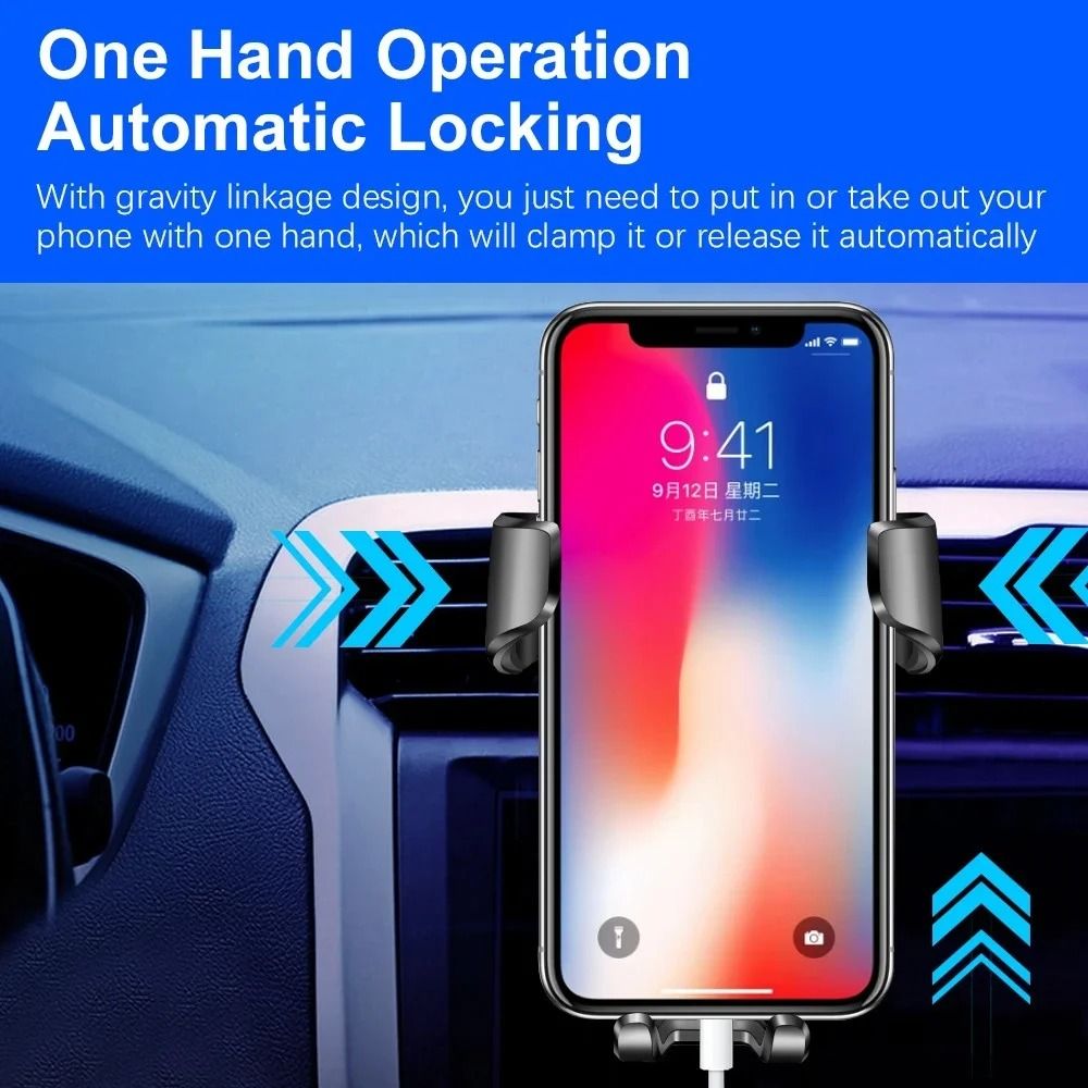 High-Fidelity Gravity-Sensing Car Air Vent Clip Mount and Navigation Bracket