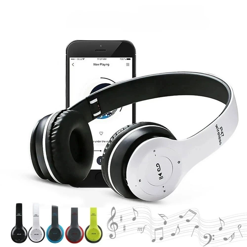 P47 Bluetooth 5.0 Wireless Headphones with HiFi Stereo Bass