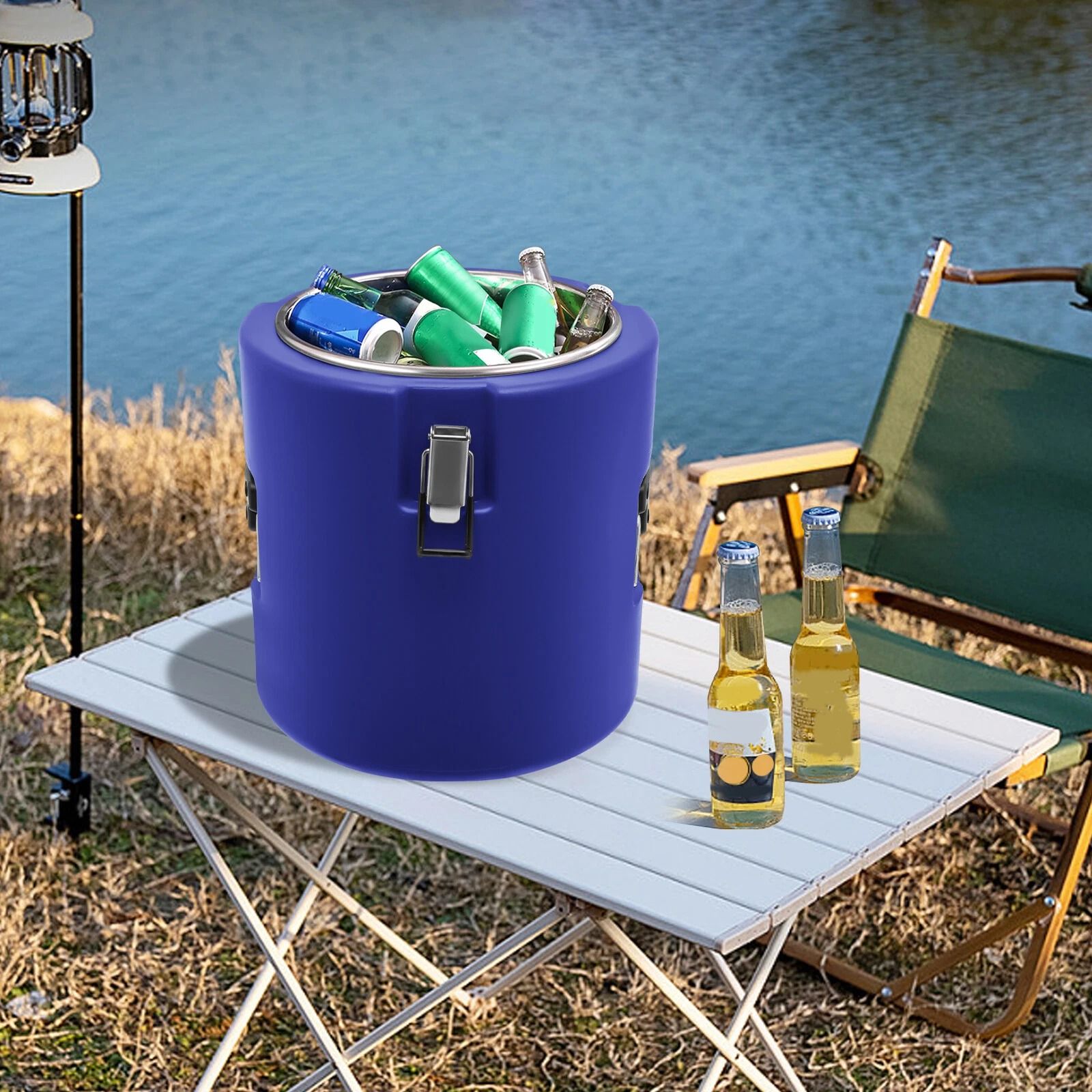Insulated Soup Container with Lid, Blue Modern Insulated Bucket for Hot or Cold Meals