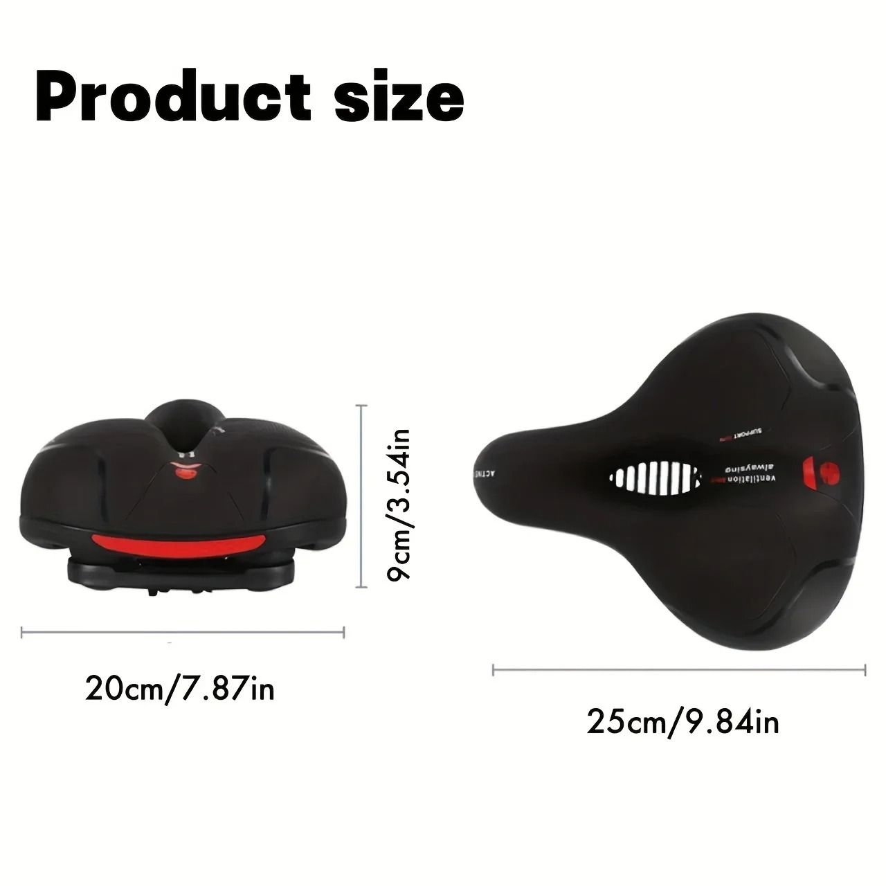 Hollow Breathable Bicycle Saddle with Shock Absorption and Safety Warning Light