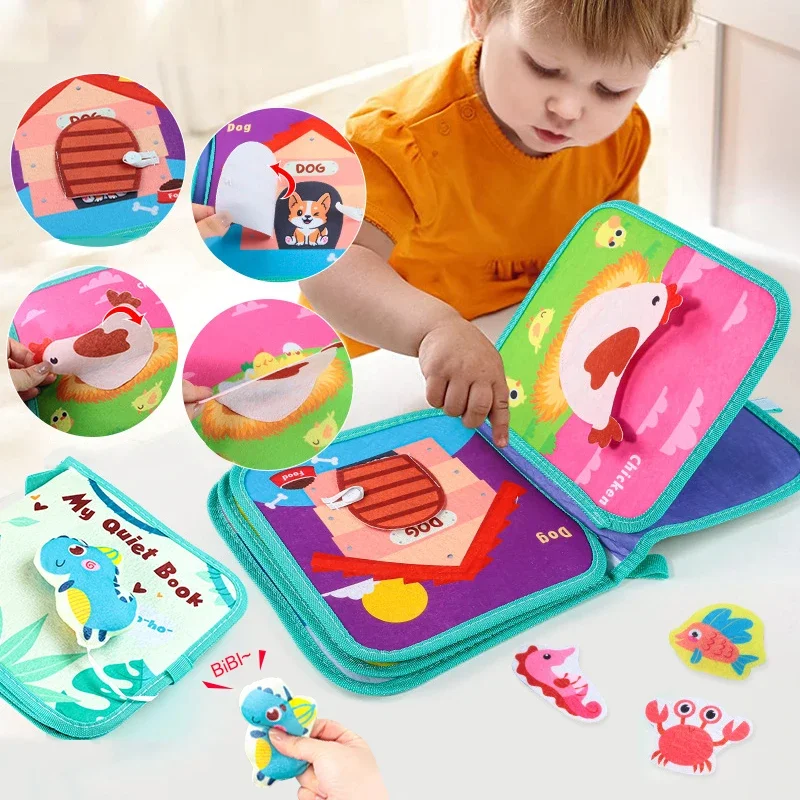 Montessori Busy Book for Toddlers – Sensory Travel Toys & Preschool Learning Activity Books for Airplane & Car